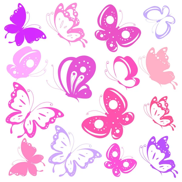 Schöne rosa Schmetterlinge, isoliert auf einem weißen — Stockfoto