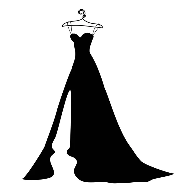 Young women in long dresses silhouettes. Brides. Outline. Vector ...