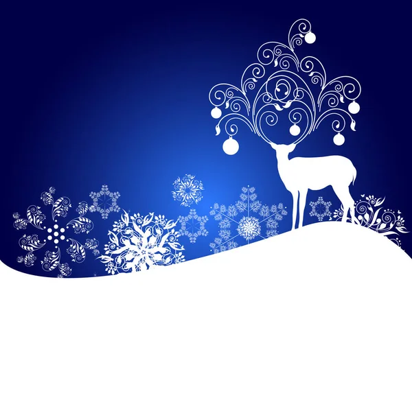 Weihnachten Hirsch, blau und weiß — Stockfoto