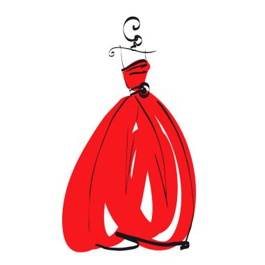 Gelinlik tasarımı beyaz arkaplanda izole edildi 