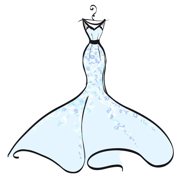 Дизайн весільної сукні, чорно-білий, синій — стокове фото
