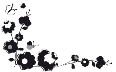 Güzel çiçekli romantik kart ve beyaz arka planda izole kelebekler, bahar konsepti 