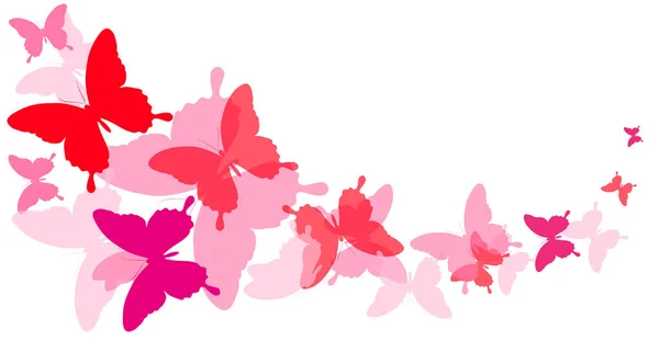 Ensemble Papillons Rose Vif Isolés Sur Fond Blanc Concept Printemps — Image vectorielle