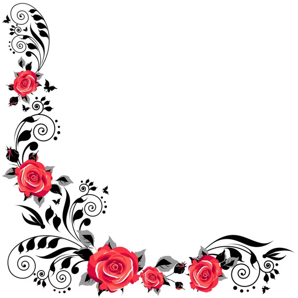 白い背景に赤いバラが孤立した装飾的な要素のセット — ストックベクタ