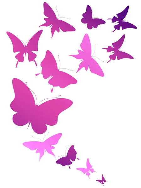 Zestaw Jasnych Kolorowych Motyli Odizolowanych Białym Tle Koncepcja Wiosny — Wektor stockowy