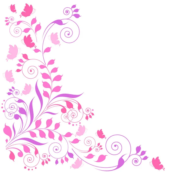 Красивые Розовые Цветы Красочные Бабочки Изолированы Белом Фоне Весенняя Концепция — стоковое фото