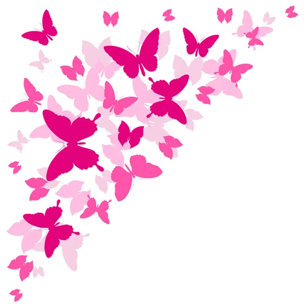 Set Pink Butterflies Isolated White Background Spring Concept — Stock Vector