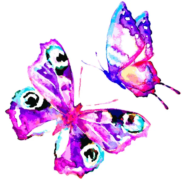 Světlé Barevné Motýly Izolované Bílém Pozadí Jarní Koncept — Stock fotografie