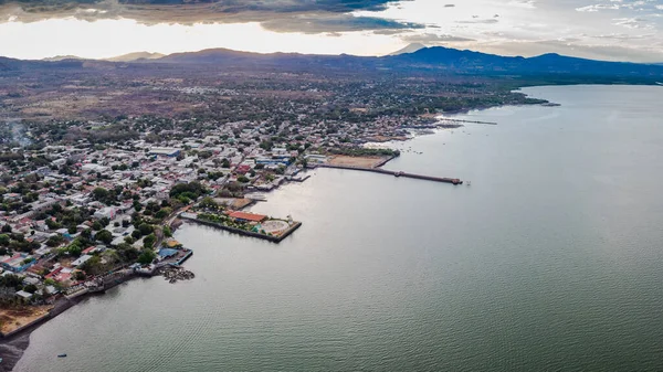 Vista Aérea Buque Portacontenedores Puerto Acajutla Salvador Centroamérica —  Fotos de Stock