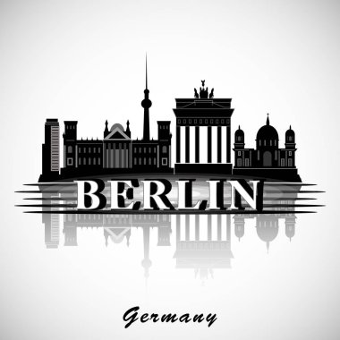 Berlin siluetinin. Vektör şehir silueti 