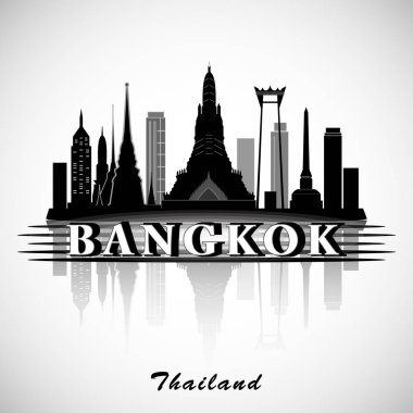 Bangkok siluet, Tayland. Şehir manzarası 