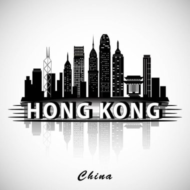 Modern Hong Kong City Skyline Design  clipart