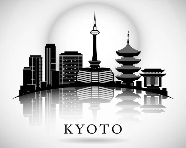 Moderno Kyoto City Skyline Design — Vettoriale Stock