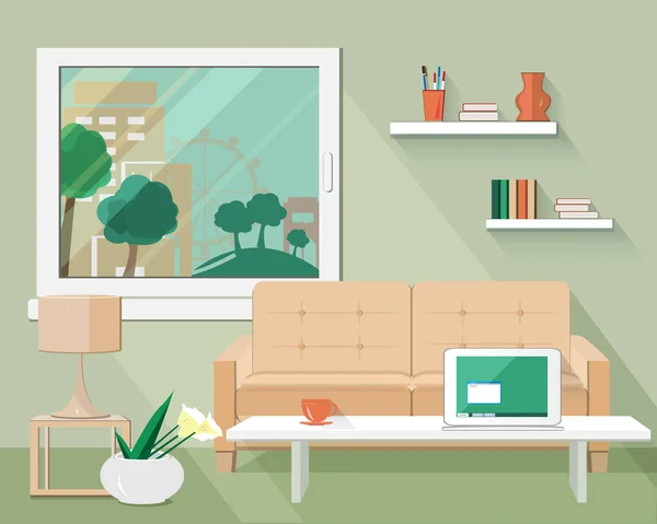 Diseño moderno plano vector ilustración de sala de estar — Archivo Imágenes Vectoriales