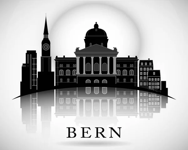 Ciudad moderna de Berna Skyline Design — Vector de stock