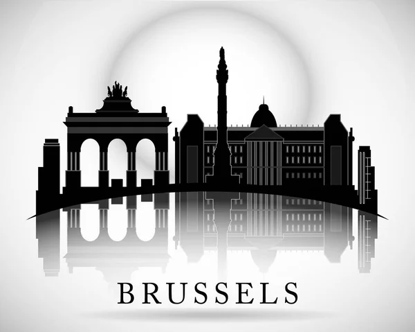 Modern Brussels City Skyline Design. Belgien — Stock vektor