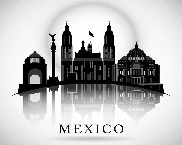 Diseño moderno del horizonte de la Ciudad de México — Vector de stock