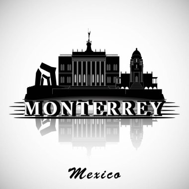 Modern Monterrey City Skyline Design. Mexico clipart