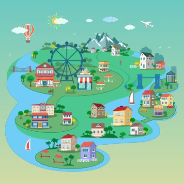 Uygulama düz 3d izometrik şehir projesi 