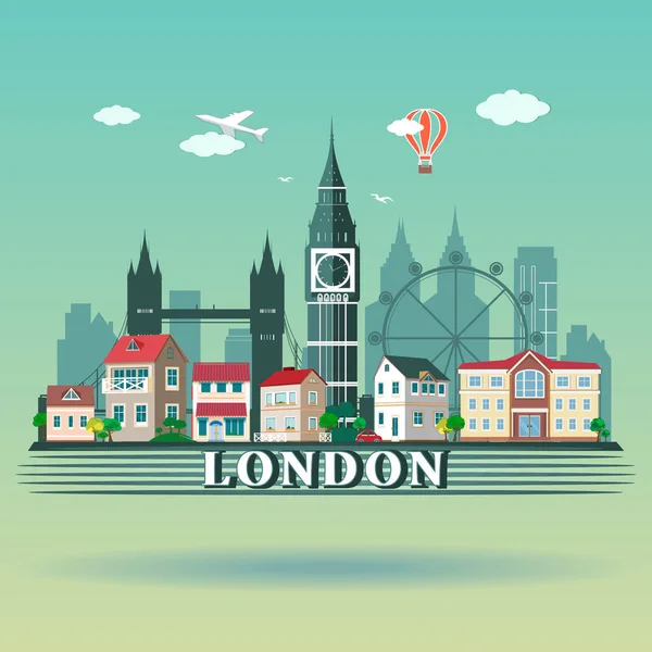 Flaches Design londoner Stadtlandschaft — Stockvektor