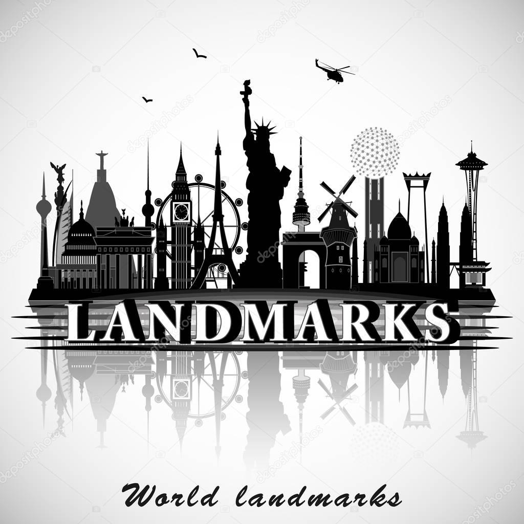 Landmarks of the World. Vector silhouettes 