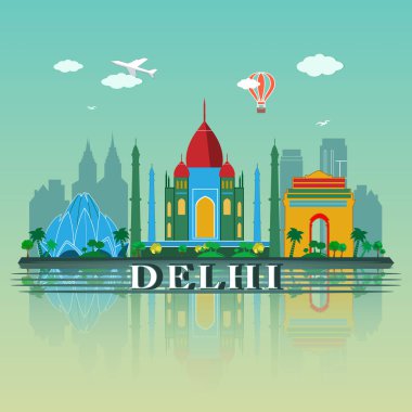 Modern Delhi şehir manzarası tasarım. Hindistan 