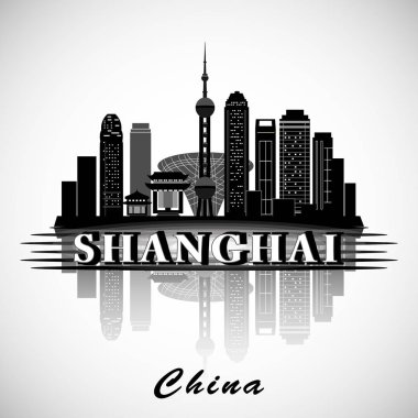Modern Shanghai şehir manzarası tasarım. Çin 
