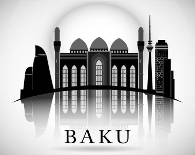Modern Bakı şəhəri Skyline tasarımı. Azerbaycan 