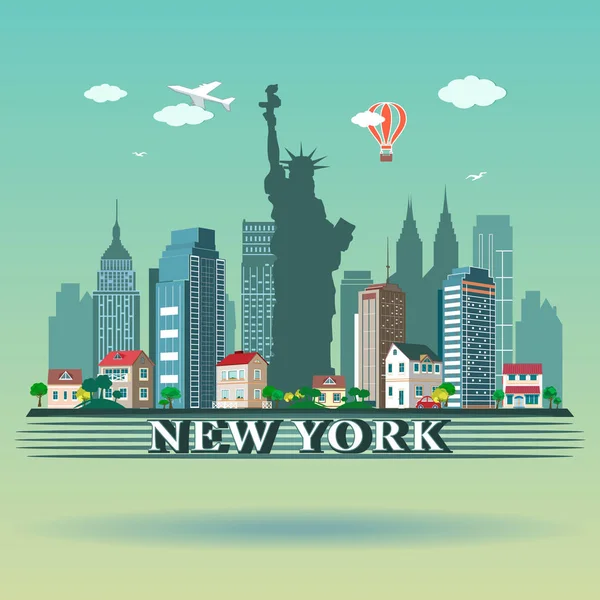 Diseño moderno del horizonte de la ciudad de Nueva York — Vector de stock