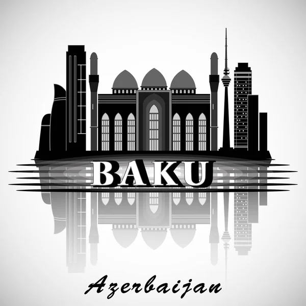 Diseño moderno de Bakú City Skyline. Azerbaiyán — Archivo Imágenes Vectoriales