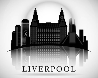 Modern Liverpool City Skyline tasarımı. İngiltere 