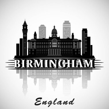 Modern Birmingham City Skyline tasarımı. İngiltere 