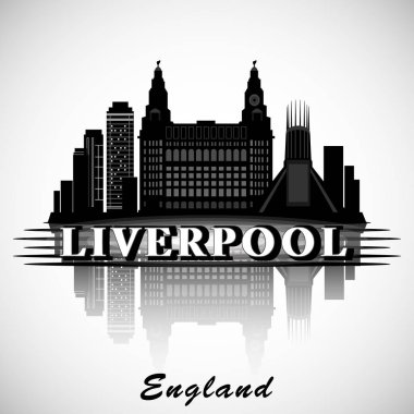 Modern Liverpool City Skyline tasarımı. İngiltere 