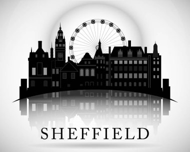 Modern Sheffield City Skyline tasarımı. İngiltere 