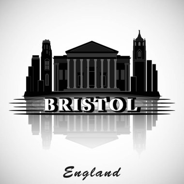 Modern Bristol City Skyline tasarımı. İngiltere 