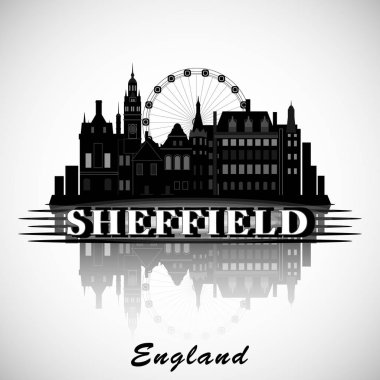 Modern Sheffield City Skyline tasarımı. İngiltere 