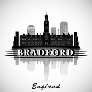 Modern Bradford City Skyline tasarımı. İngiltere 