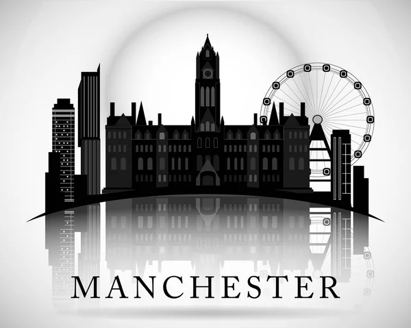 Diseño moderno de Manchester City Skyline. Inglaterra — Archivo Imágenes Vectoriales