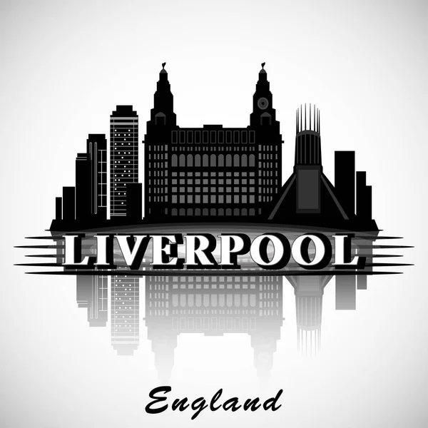 Modern Liverpool City Skyline Design. England — Stock vektor