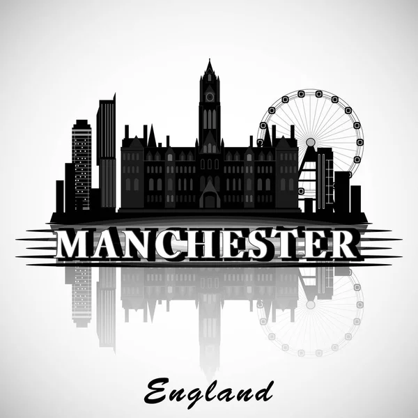 Modern Manchester City Skyline tasarımı. İngiltere 