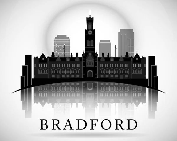 Modern Bradford City Skyline Design. England — Stock vektor