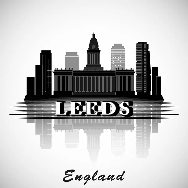 Moderno Leeds City Skyline Design. Inglaterra —  Vetores de Stock