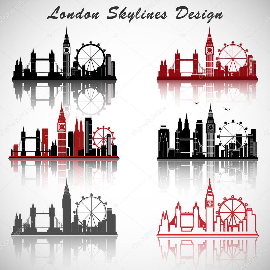 London City Skylines set with Typographic Design. eps10 vector 