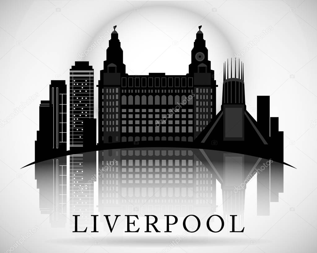 Modern Liverpool City Skyline Design. England 
