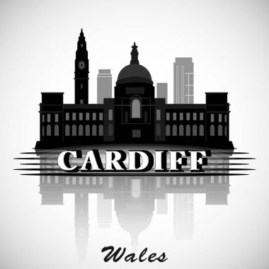 Modern Cardiff City Skyline tasarımı. Galler 