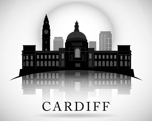 Diseño moderno de Cardiff City Skyline. Gales — Vector de stock