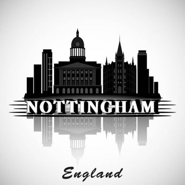 Modern Nottingham City Skyline tasarımı. İngiltere 