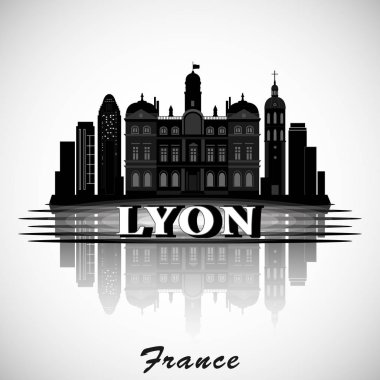 Modern Lyon şehir manzarası tasarım. Fransa 