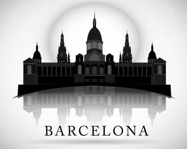 Modern Barcelona City Skyline tasarımı. İspanya 