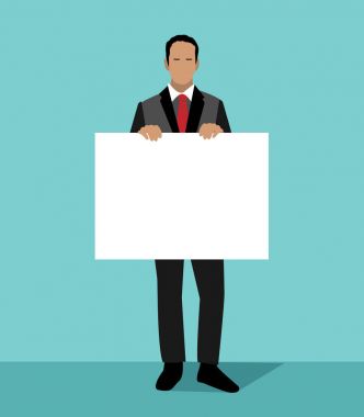 Beyaz sayfa tutan düz kavramı işadamı 